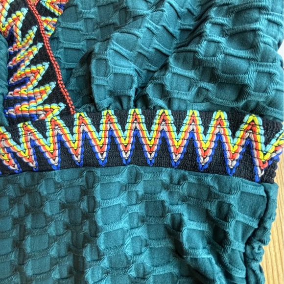 Bloomchic 12 NWT green webbing wrap boho ribbon detail one piece swimsuit - Picture 6 of 16